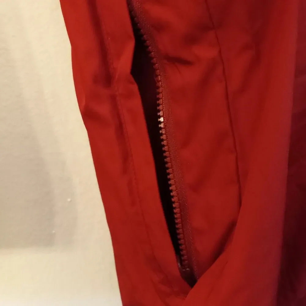 Mens Large IZOD Lightweight Jacket Windbreaker Polyester Red Hooded Pockets Vntg